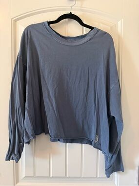 Free People Relaxed Long Sleeve Tee in Slate Blue
